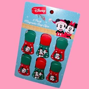 NIP Disney Mickey & Minnie Mouse 6 Pack Magnetic Bag Clips Red & Green New